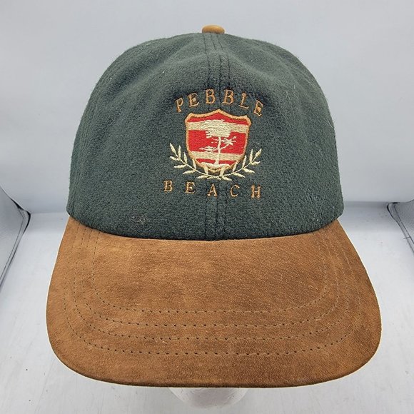 Pebble Beach Travaux Green Brown Hat Cap Adjustable Golf Outdoors Casual - Picture 1 of 8
